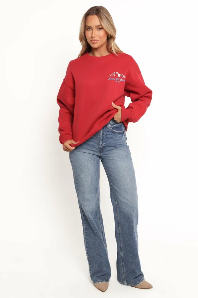 Loungewear Women Torie Apres Ski Camp Sweatshirt Cherry Petal and Pup