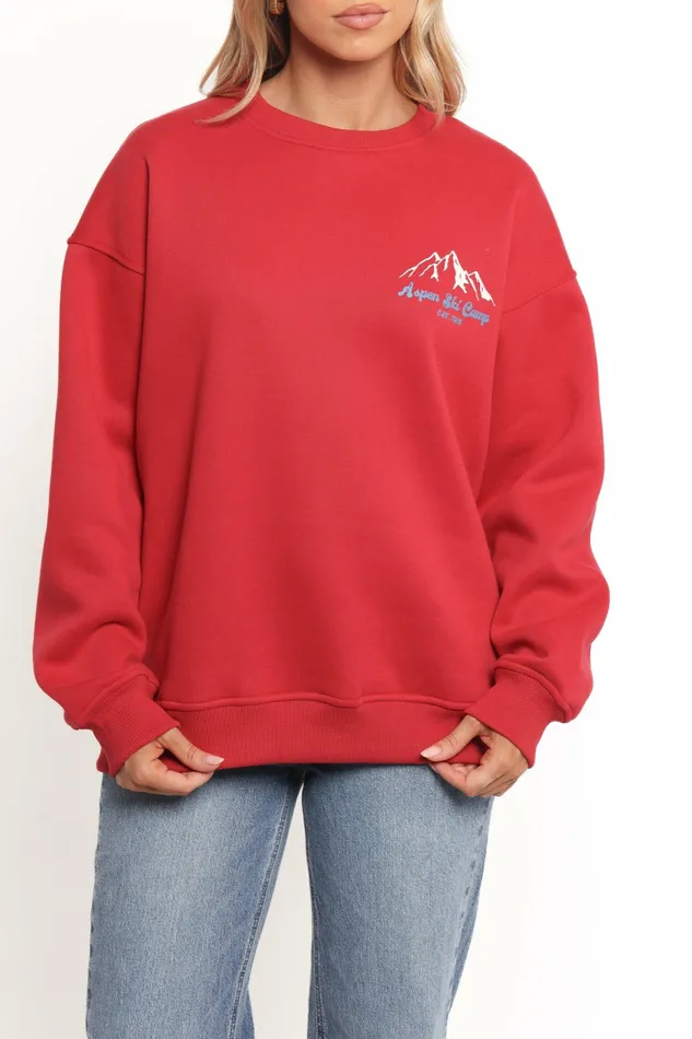 Loungewear Women Torie Apres Ski Camp Sweatshirt Cherry Petal and Pup