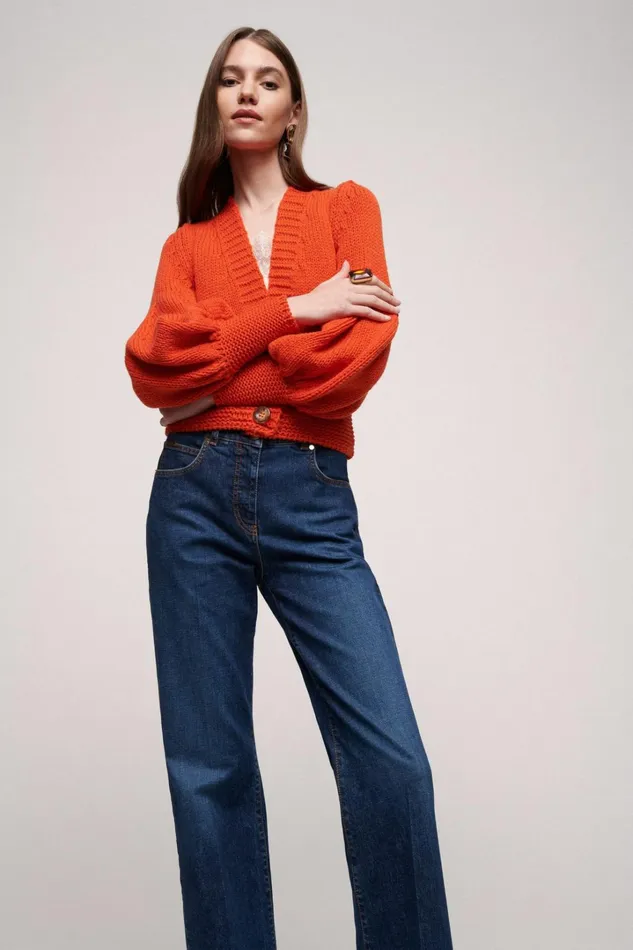 Luisa Spagnoli Cardigan Women Melton Orange Luisa Spagnoli Cardigan Women Melton Orange