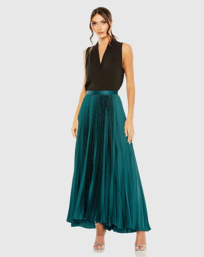 Mac Duggal Skirts Women Satin Pleated Skirt Peacock