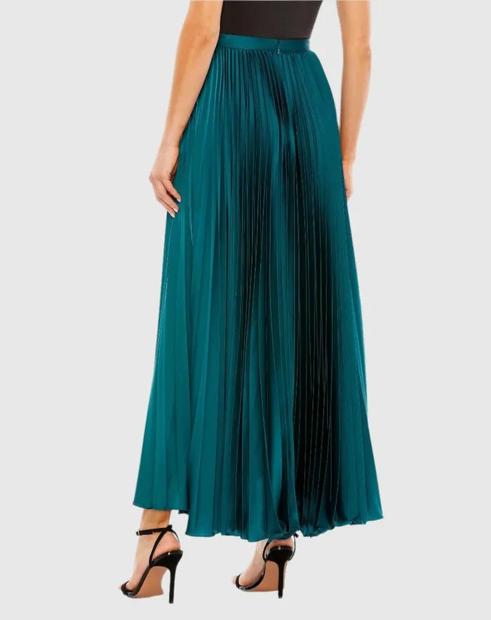 Mac Duggal Skirts Women Satin Pleated Skirt Peacock