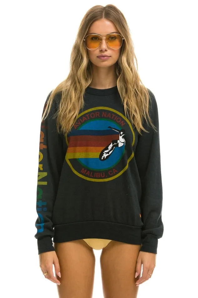 Malibu Crew Sweatshirt 8211 Charcoal WomenMen Aviator Nation Sweatshirts