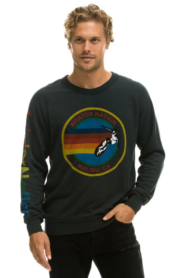 Malibu Crew Sweatshirt 8211 Charcoal WomenMen Aviator Nation Sweatshirts
