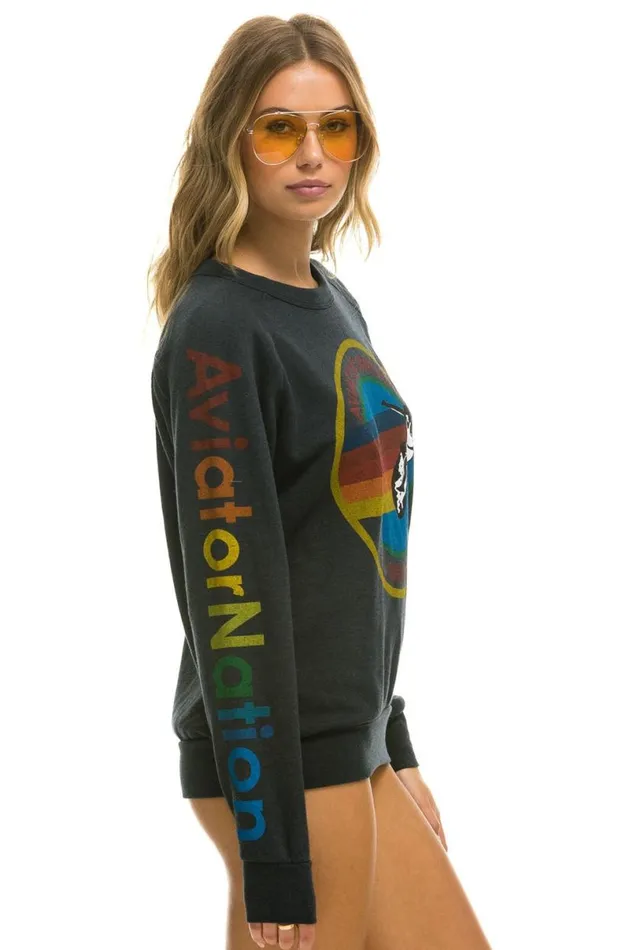 Malibu Crew Sweatshirt 8211 Charcoal WomenMen Aviator Nation Sweatshirts