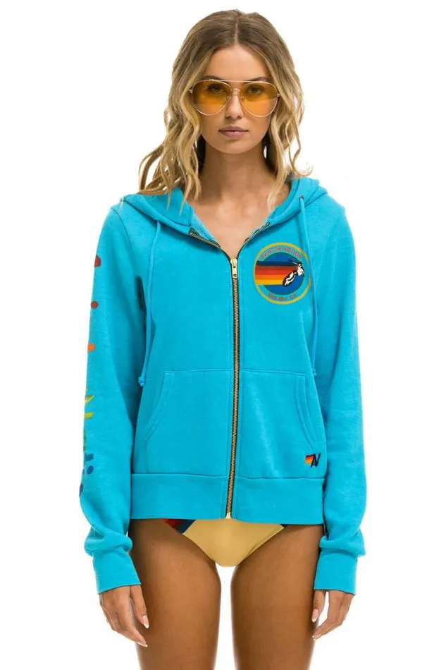 Malibu Zip Hoodie 8211 Neon Blue WomenMen Aviator Nation Hoodies