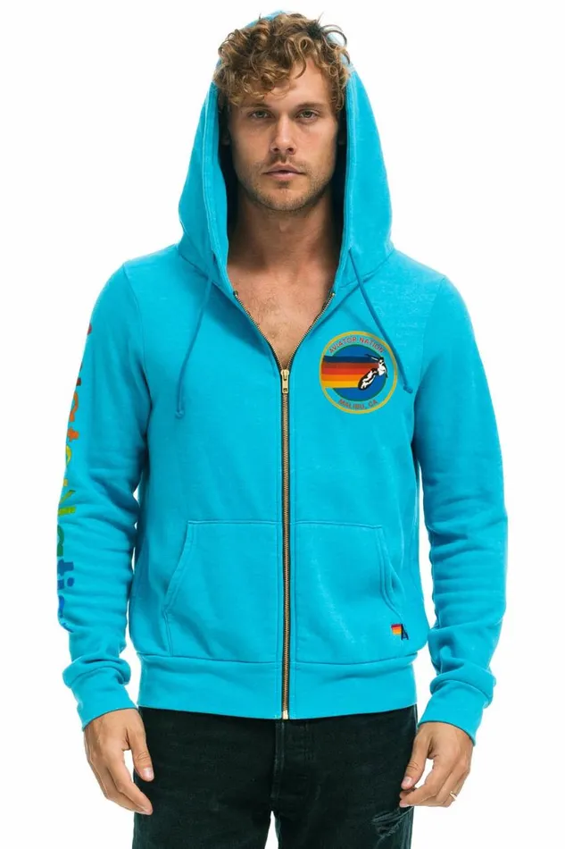 Malibu Zip Hoodie 8211 Neon Blue WomenMen Aviator Nation Hoodies