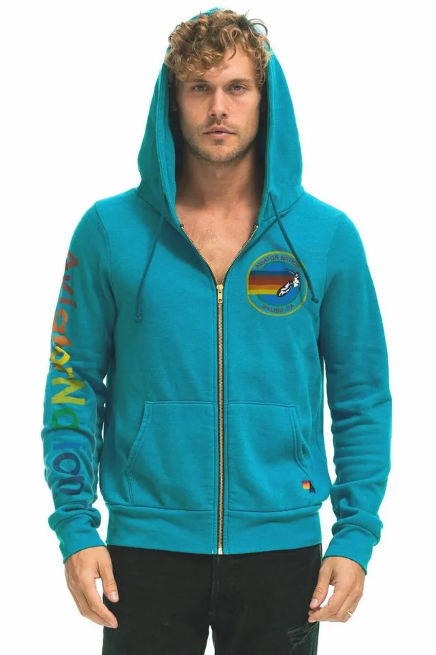 Malibu Zip Hoodie 8211 Teal WomenMen Aviator Nation Hoodies