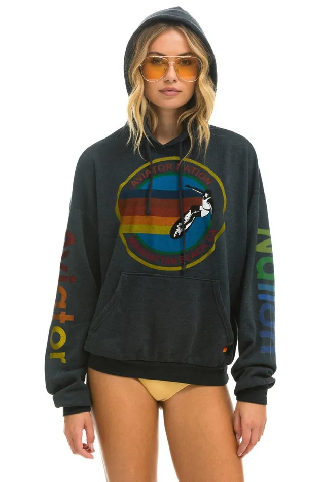 Manhattan Beach Relaxed Pullover Hoodie 8211 Charcoal WomenMen Aviator Nation Hoodies