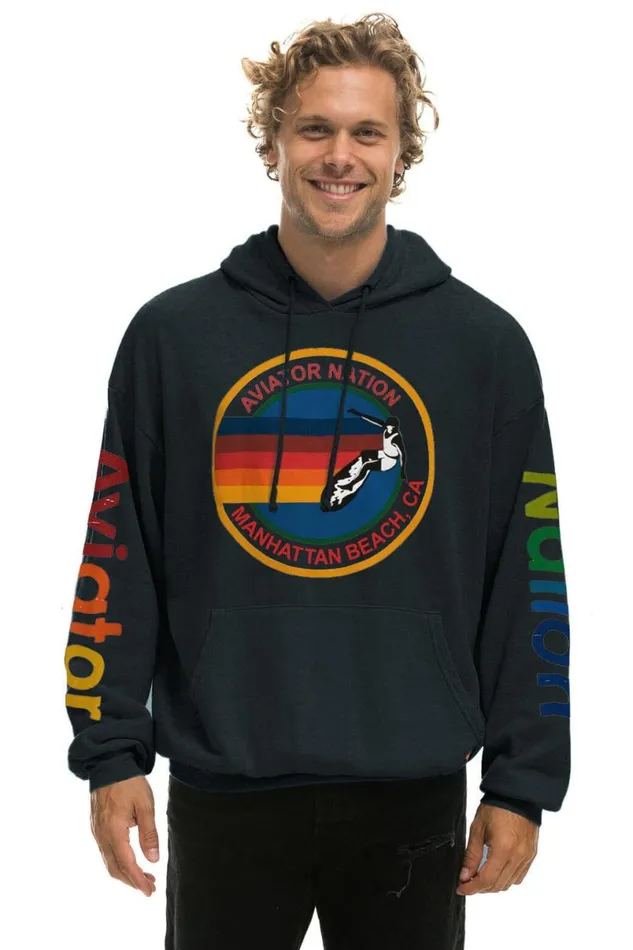 Manhattan Beach Relaxed Pullover Hoodie 8211 Charcoal WomenMen Aviator Nation Hoodies