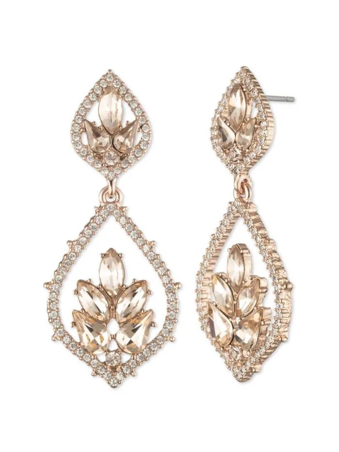 Marchesa Earrings Poised Rose Large Drop Earring Rose Gold 8211 Jewelry