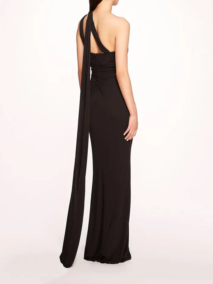 Marchesa Marchesa Notte Asymmetrical Matte Gown Black 8211 Women