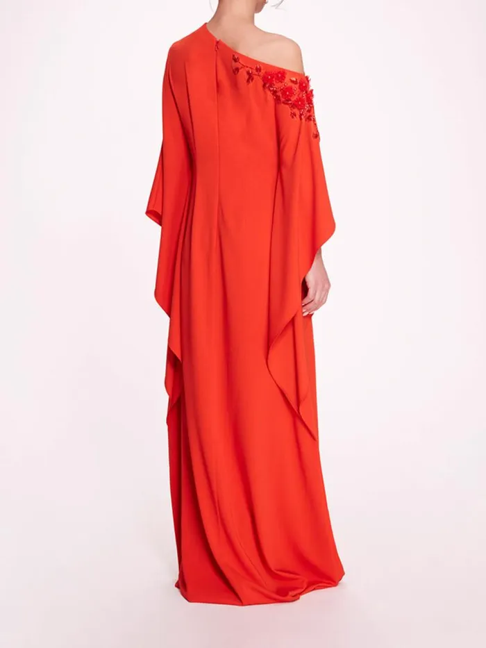 Marchesa Marchesa Notte Embroidered Draped Kaftan Poppy 8211 Women