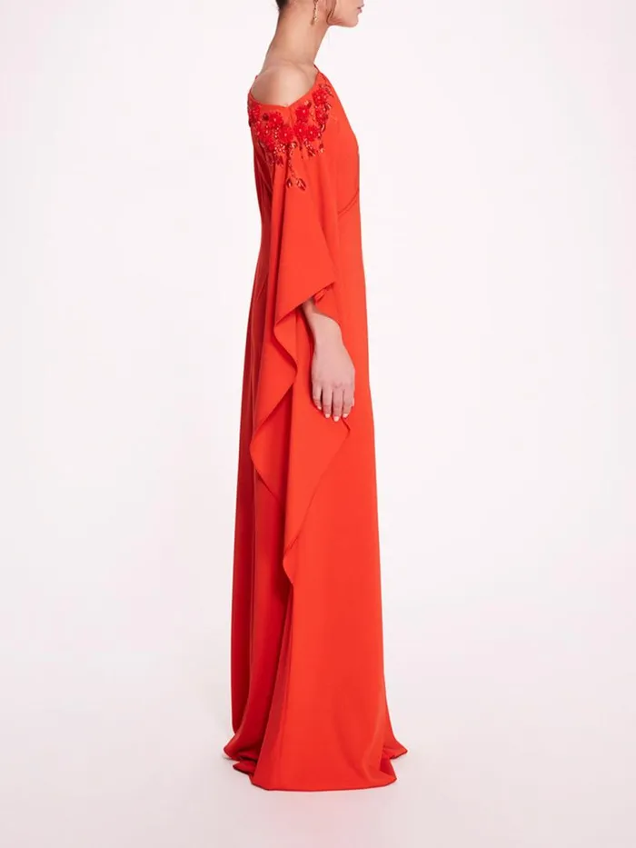 Marchesa Marchesa Notte Embroidered Draped Kaftan Poppy 8211 Women