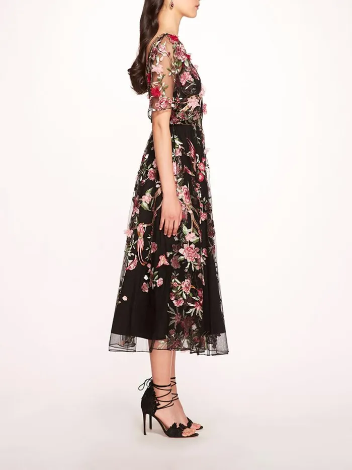 Marchesa Marchesa Notte Garden Of Eden Midi Dress Black Multi 8211 Women