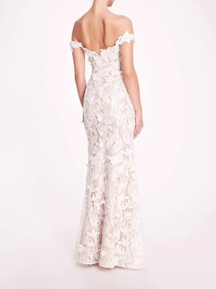Marchesa Marchesa Notte Organic Lace Gown Ivory 8211 Women