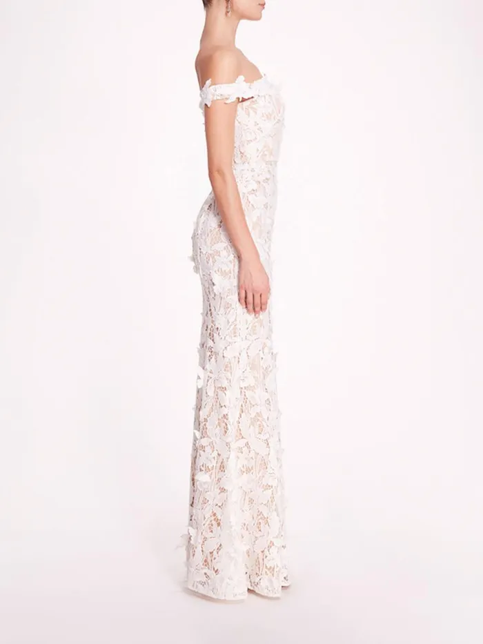 Marchesa Marchesa Notte Organic Lace Gown Ivory 8211 Women
