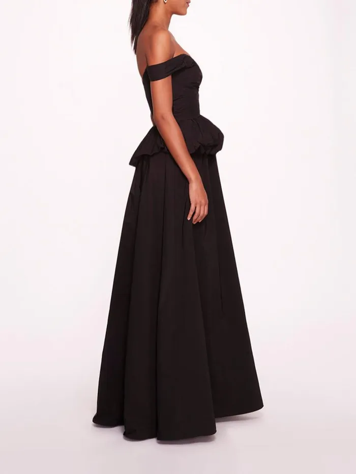 Marchesa Marchesa Notte Peplum Taffeta Gown Black 8211 Women