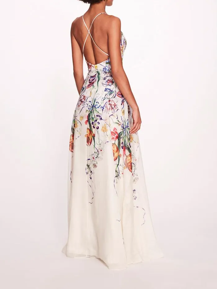 Marchesa Marchesa Notte Ribbons Gown Ivory Multi 8211 Women