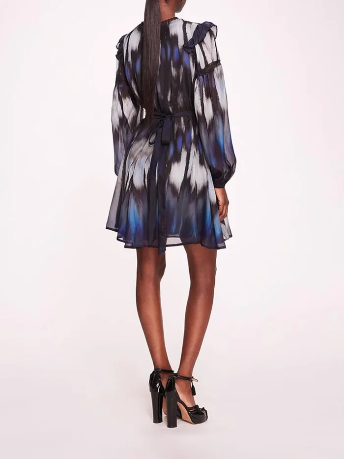Marchesa Marchesa Rosa Abstract Viscose Mini Dress Blue Multi 8211 Women