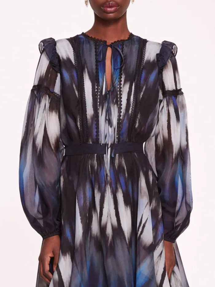 Marchesa Marchesa Rosa Abstract Viscose Mini Dress Blue Multi 8211 Women