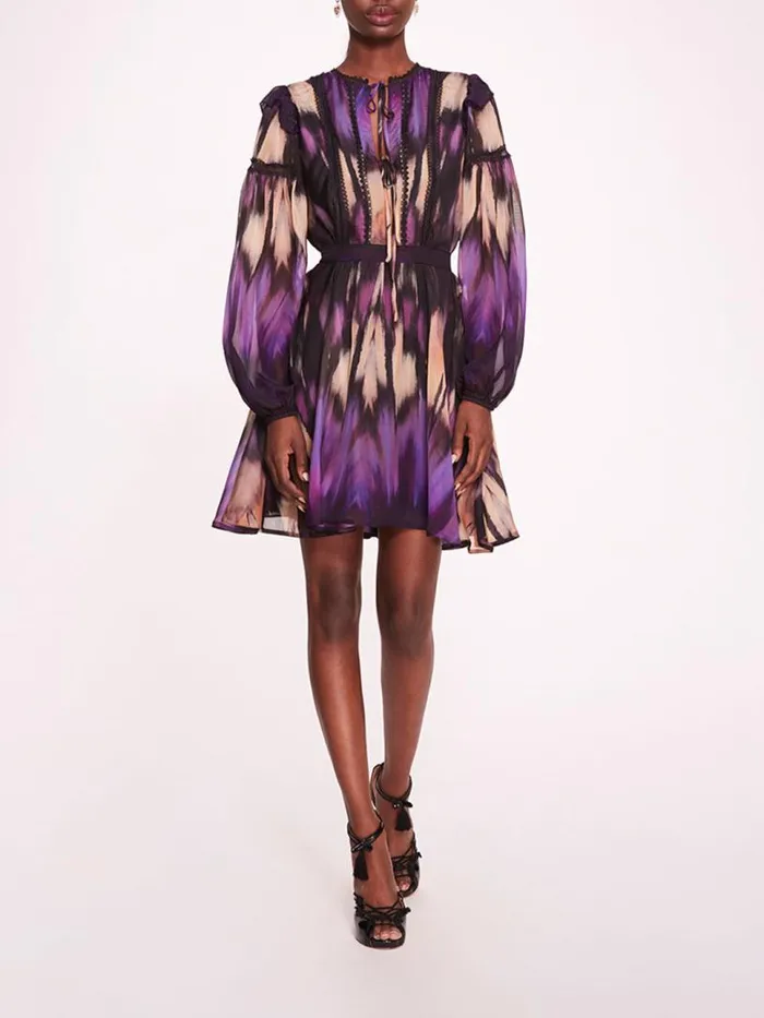 Marchesa Marchesa Rosa Abstract Viscose Mini Dress Purple Multi 8211 Women