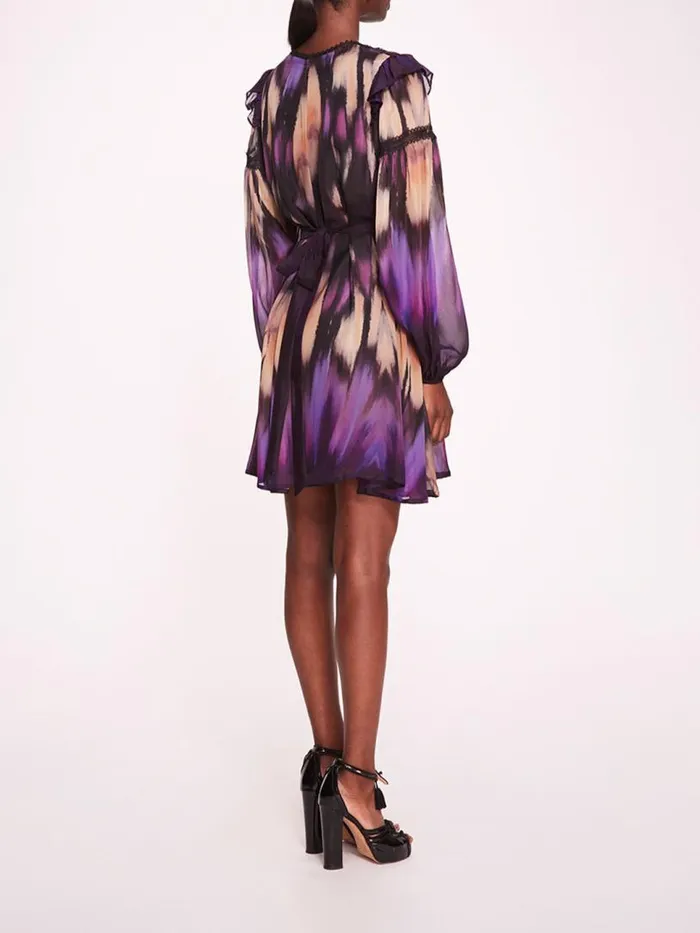 Marchesa Marchesa Rosa Abstract Viscose Mini Dress Purple Multi 8211 Women