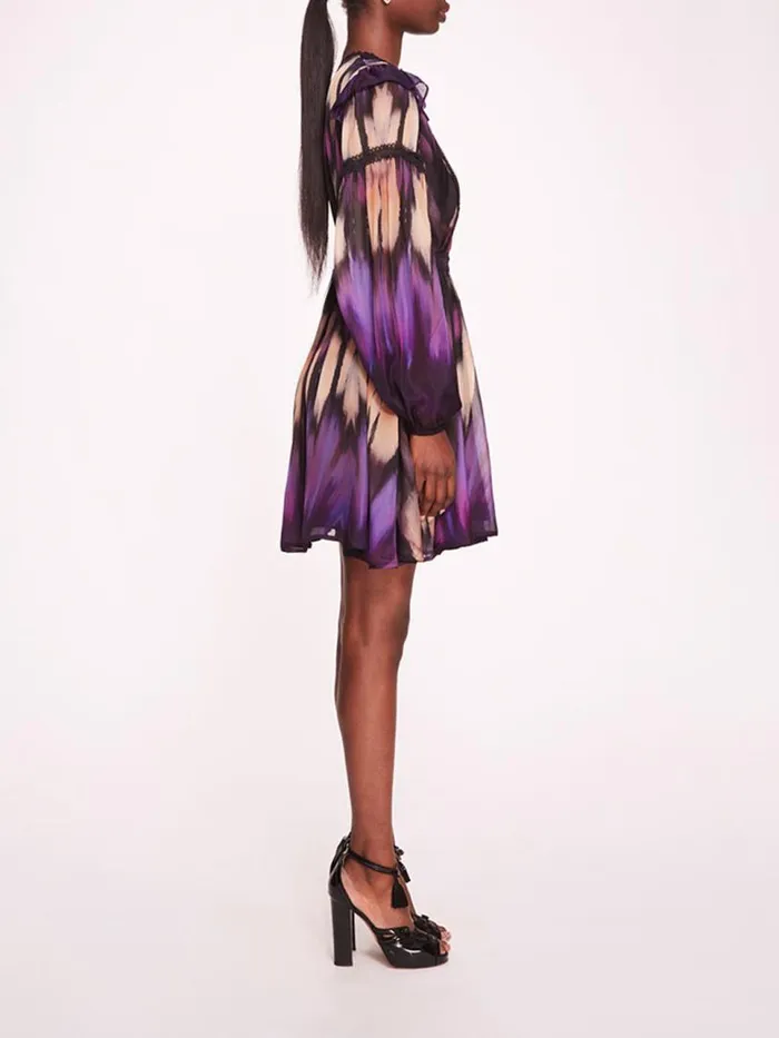 Marchesa Marchesa Rosa Abstract Viscose Mini Dress Purple Multi 8211 Women