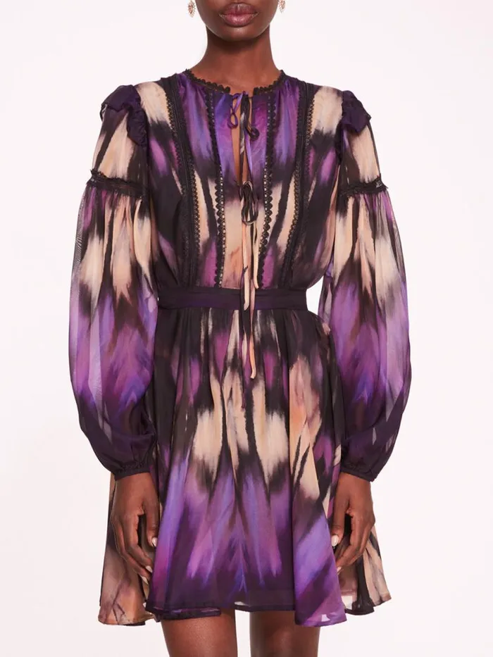 Marchesa Marchesa Rosa Abstract Viscose Mini Dress Purple Multi 8211 Women