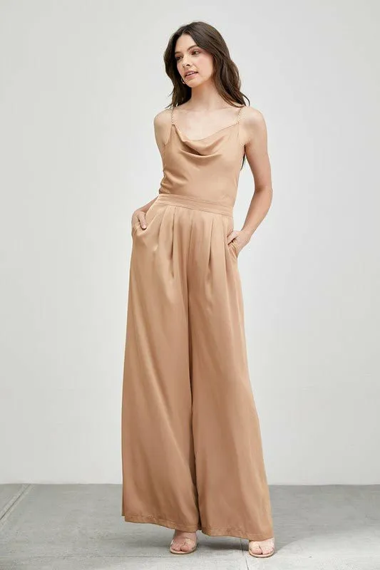 Marta Cowl Neck Jumpsuit Taupe Jumpsuits and Rompers Petal and Pup Women