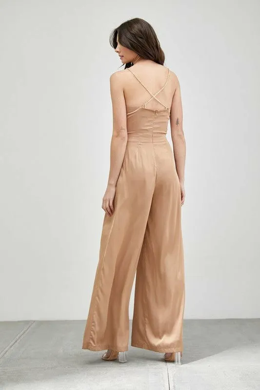 Marta Cowl Neck Jumpsuit Taupe Jumpsuits and Rompers Petal and Pup Women