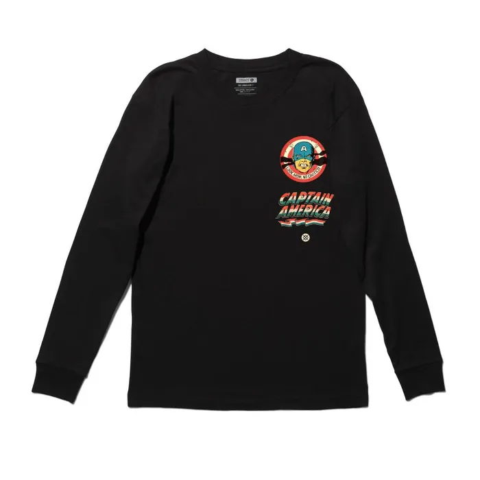 Marvel X Stance Stars And Stripes Long Sleeve Tee Black Men Stance Shirts and Tees Marvel X Stance Stars And Stripes Long Sleeve Tee Black Men Stance Shirts and Tees