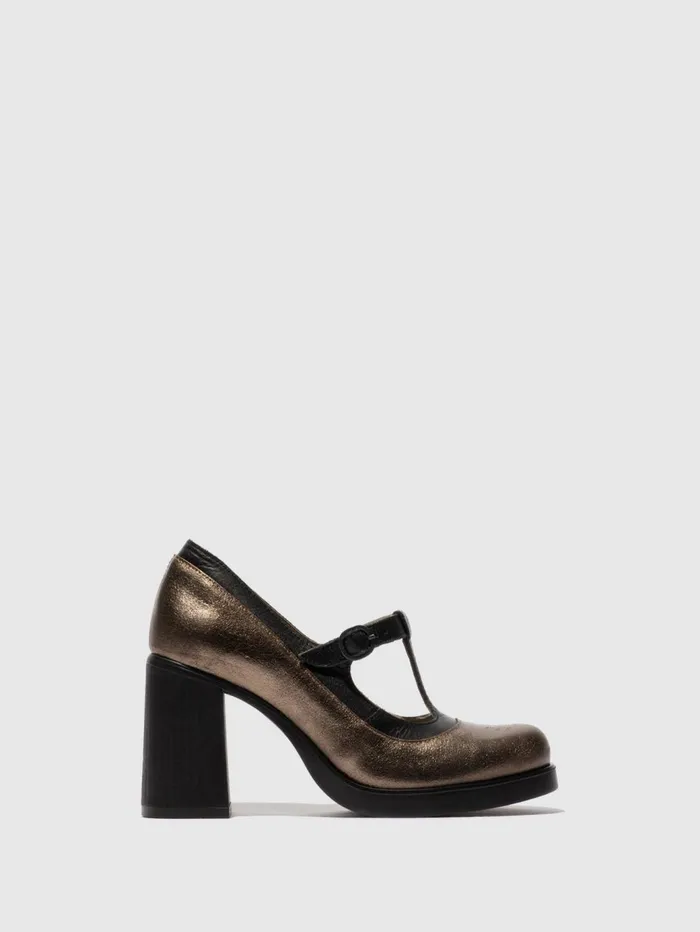 Mary Jane Shoes SEIF141FLY DARK GOLDBLACK Women Fly London Shoes