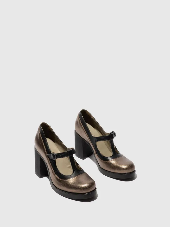 Mary Jane Shoes SEIF141FLY DARK GOLDBLACK Women Fly London Shoes