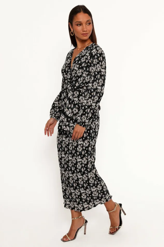 Matching Sets Minelli Pleat Midi Skirt BlackWhite Floral Petal and Pup Women