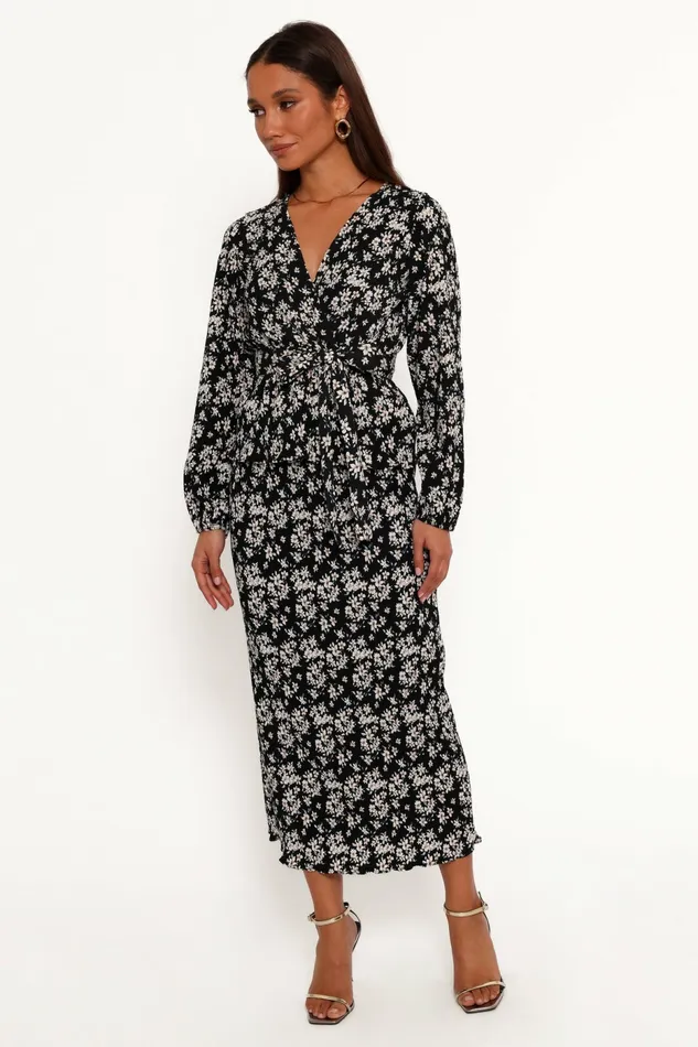 Matching Sets Minelli Pleat Midi Skirt BlackWhite Floral Petal and Pup Women