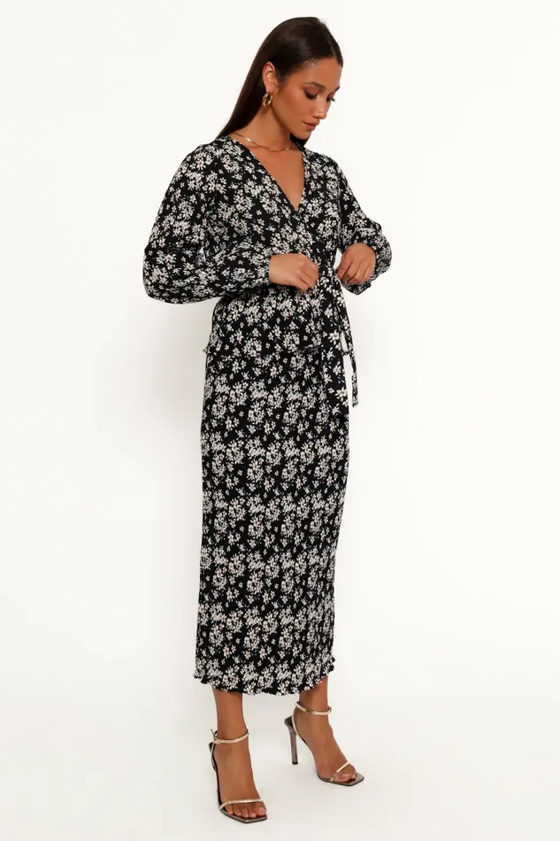 Matching Sets Minelli Pleat Midi Skirt BlackWhite Floral Petal and Pup Women