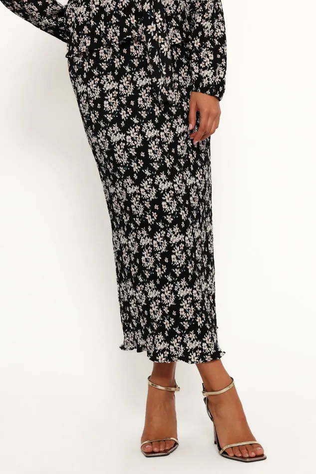 Matching Sets Minelli Pleat Midi Skirt BlackWhite Floral Petal and Pup Women
