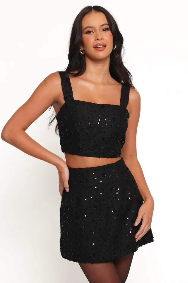 Matching Sets Petal and Pup Women Shavvy Mini Skirt Set Black