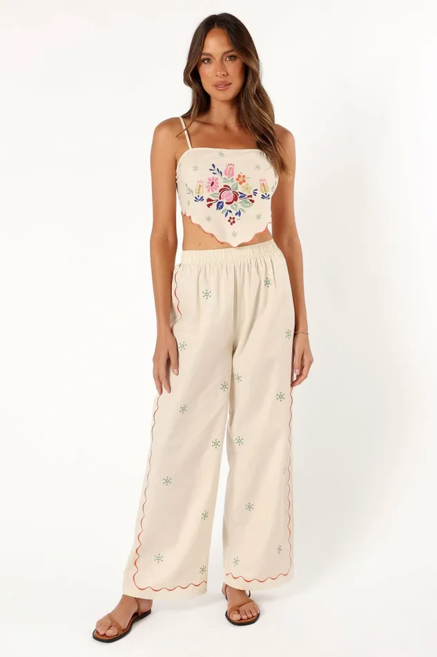 Matching Sets Women Elizabeth Pant Set Light Taupe Petal and Pup