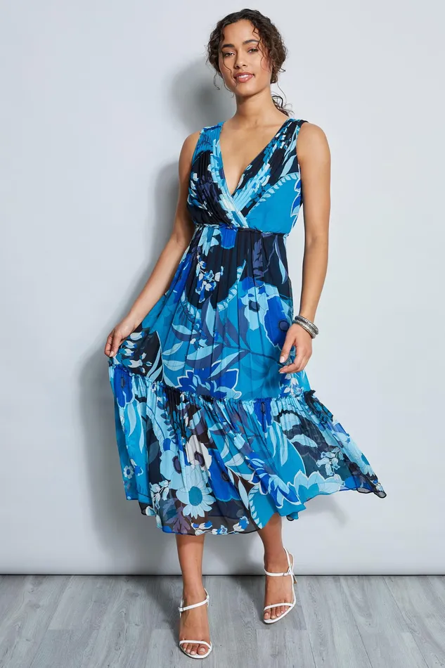 Maxi Dresses Women Elie Tahari Nouveau Silk Maxi Dress TEAL MULTI