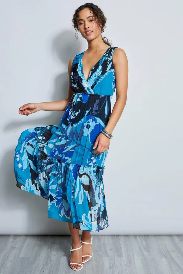 Maxi Dresses Women Elie Tahari Nouveau Silk Maxi Dress TEAL MULTI