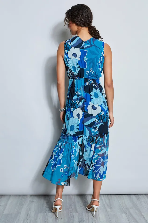 Maxi Dresses Women Elie Tahari Nouveau Silk Maxi Dress TEAL MULTI