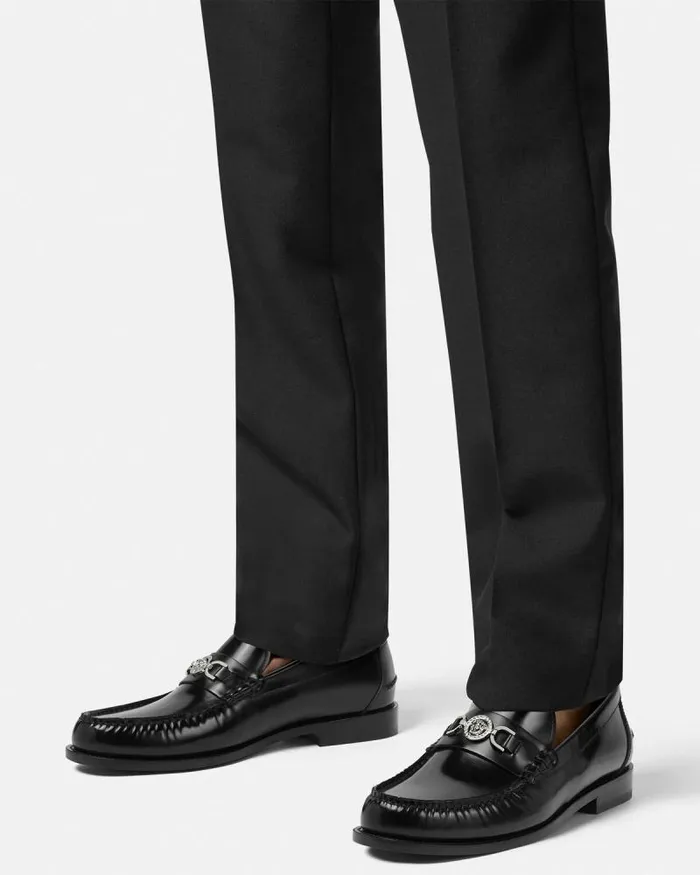 Medusa 03995 Loafers Blacksilver Men Versace Loafers and Slippers