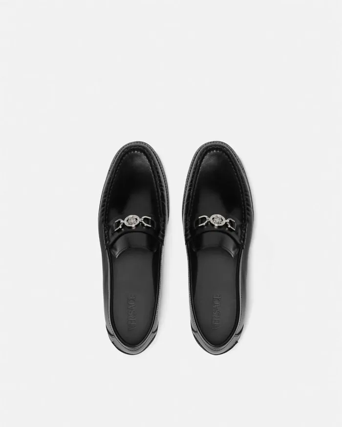 Medusa 03995 Loafers Blacksilver Men Versace Loafers and Slippers