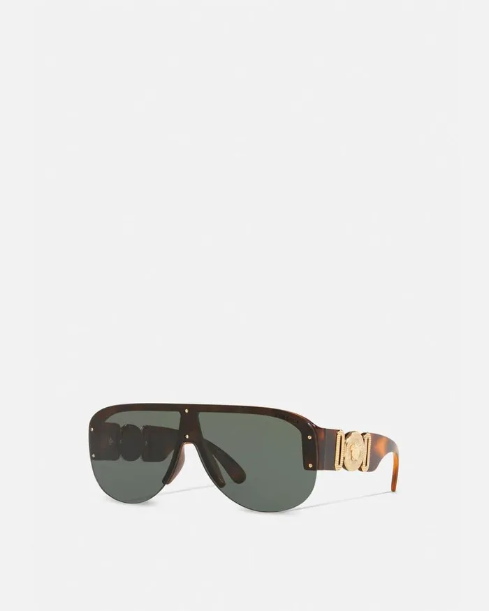 Medusa Biggie Shield Sunglasses Havana Men Versace Sunglasses