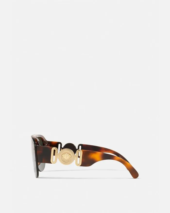 Medusa Biggie Shield Sunglasses Havana Men Versace Sunglasses