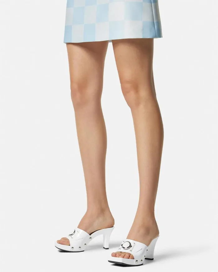 Medusa Buckle Patent Clogs 60 Mm White Women Versace Sandals