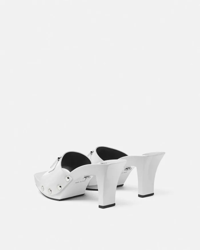Medusa Buckle Patent Clogs 60 Mm White Women Versace Sandals