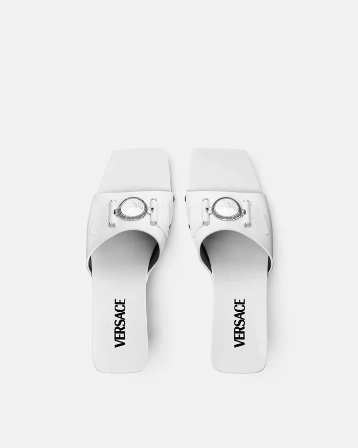 Medusa Buckle Patent Clogs 60 Mm White Women Versace Sandals