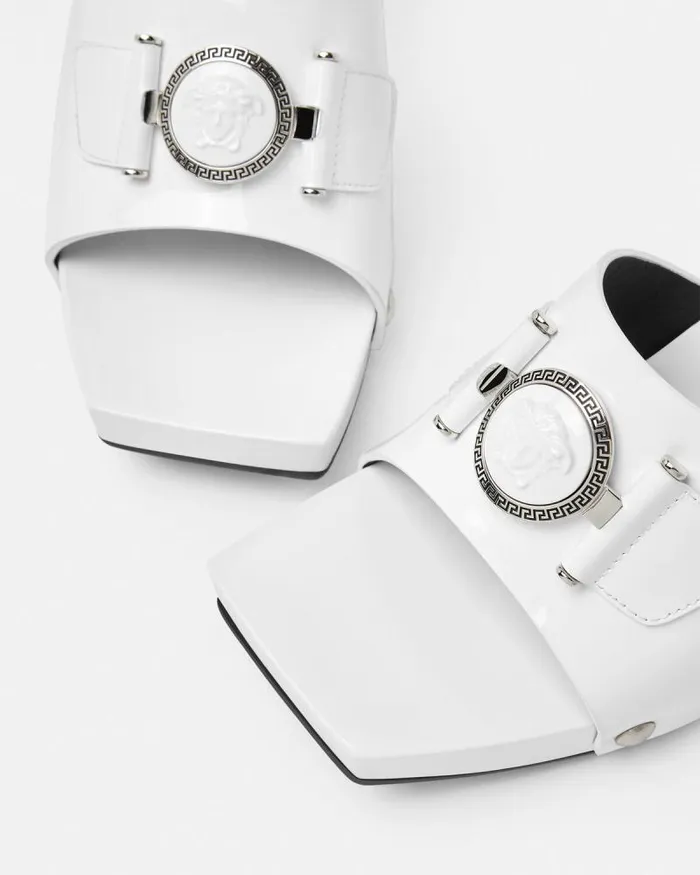 Medusa Buckle Patent Clogs 60 Mm White Women Versace Sandals